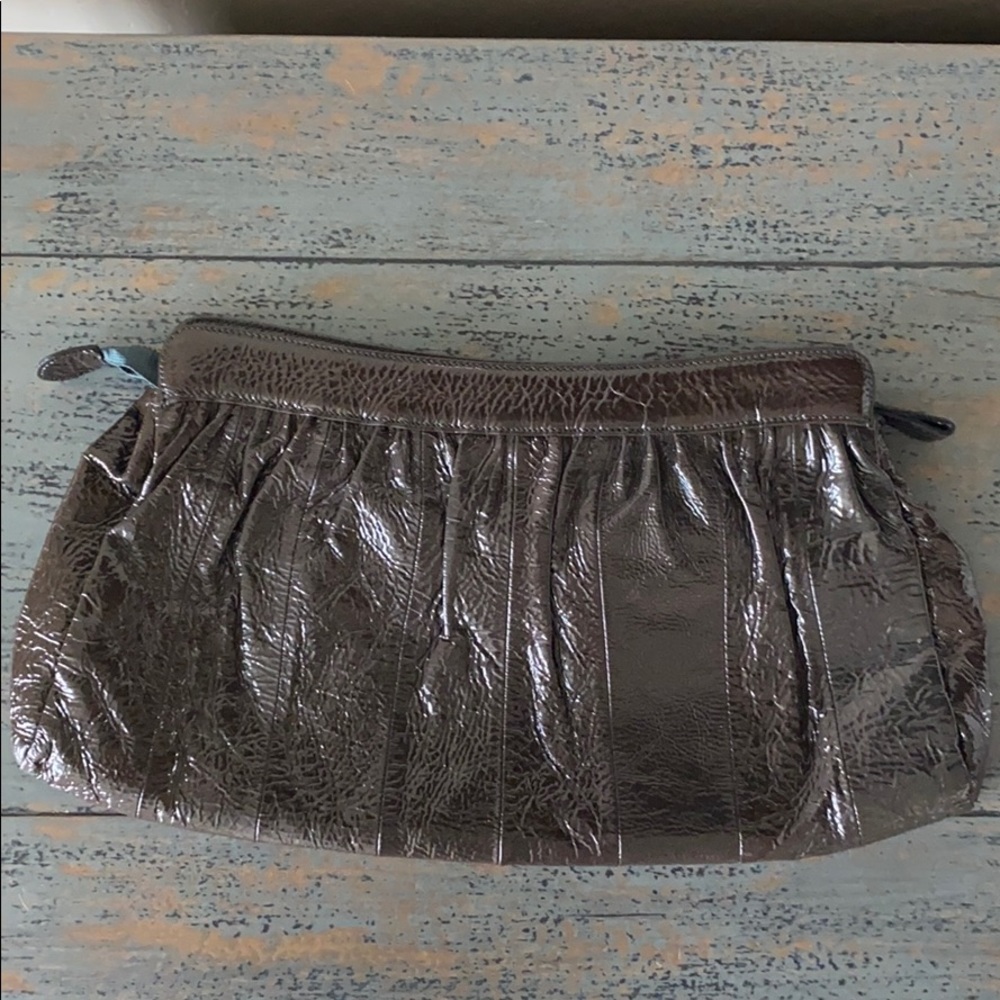 Goldenbleu oversized patent leather clutch